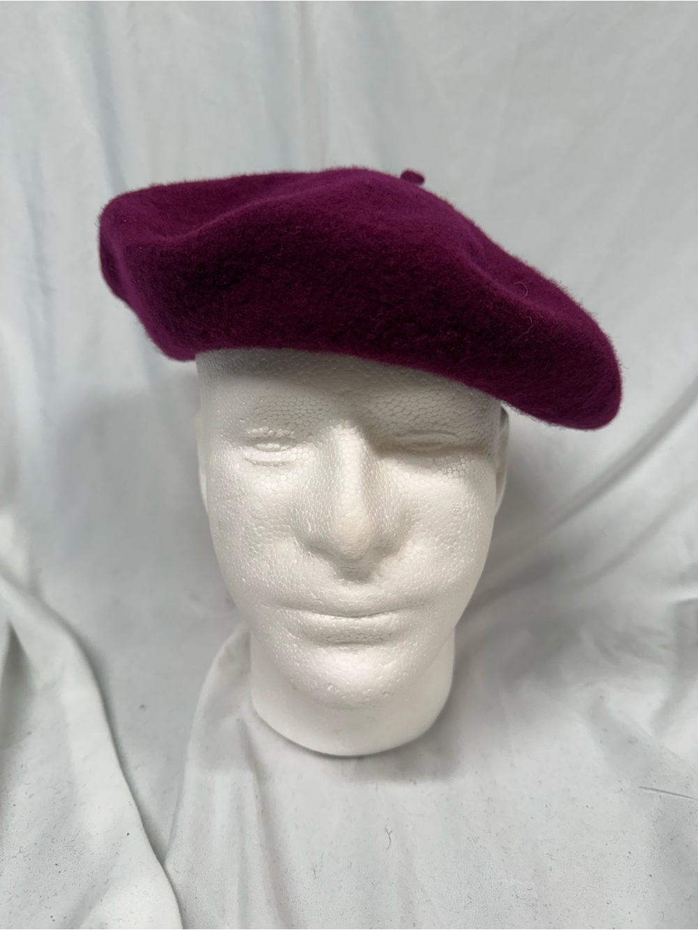 Womens Wool Beret - Deep Plum